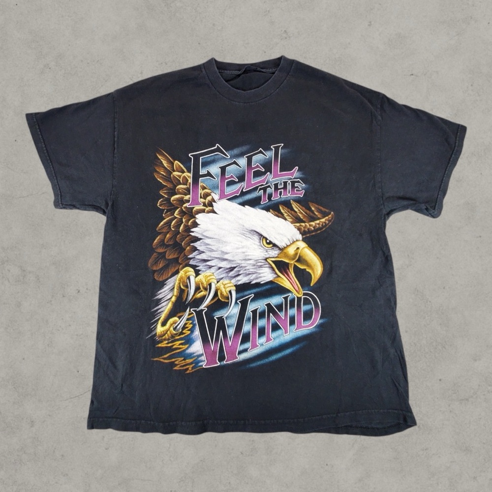 Vintage American Thunder Shirt Mens Large Black 90s Feel The Wind Kanye West